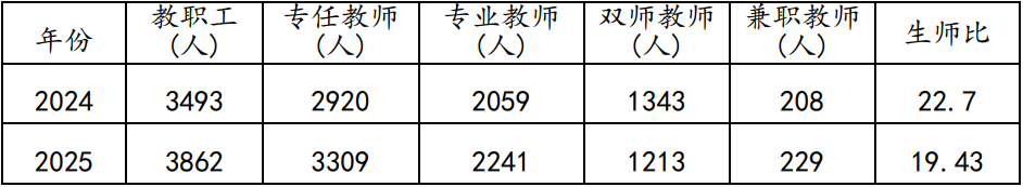 近两年中职教师队伍情况表