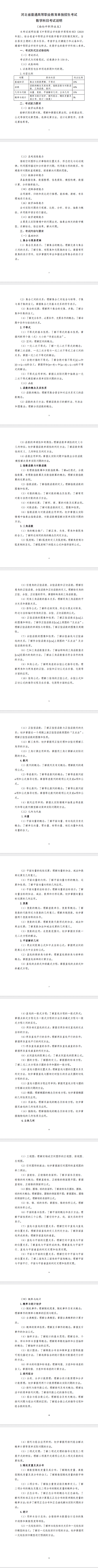2026年河北高职单招数学考试大纲(面向中职毕业生) 