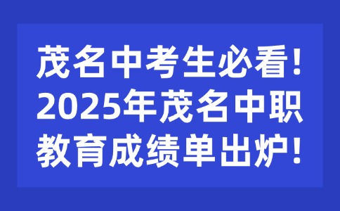 茂名中考生必看!2025年茂名中职教育成绩单出炉!
